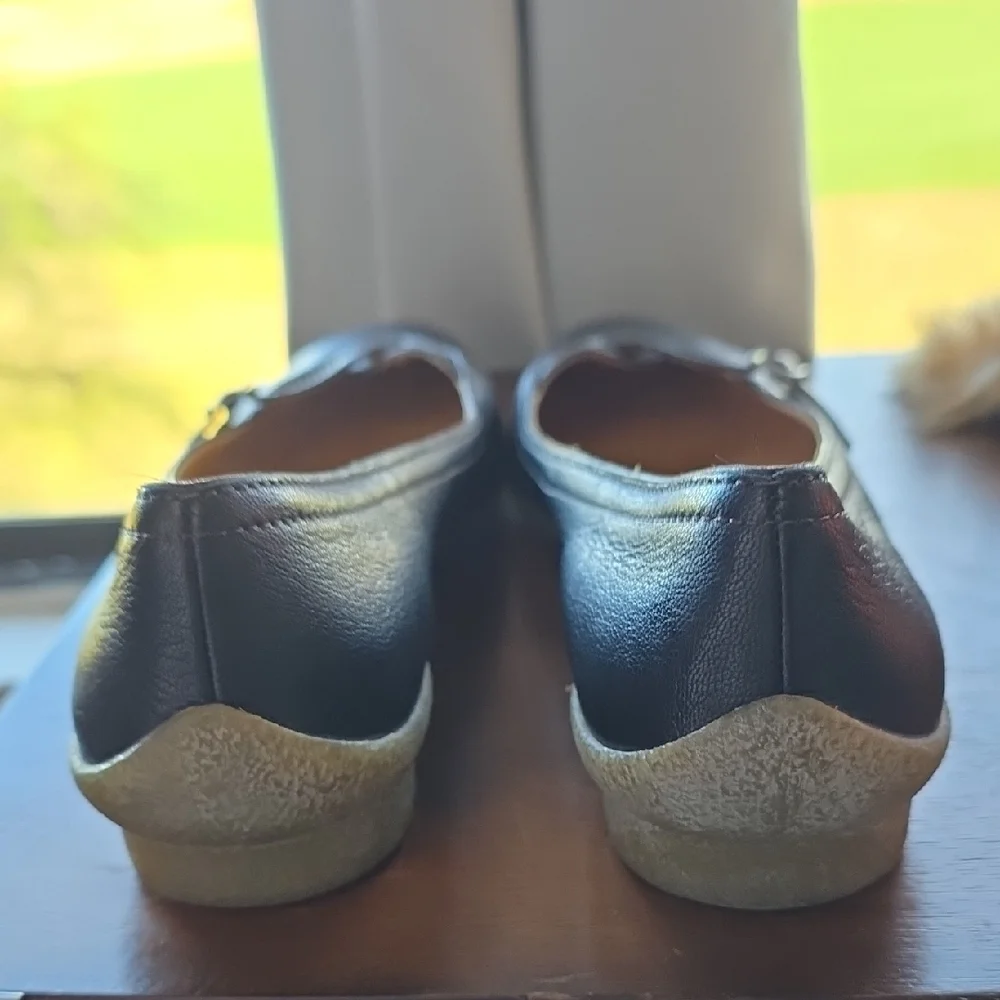 Salvatore Ferragamo Black Leather Mary Jane Ballet Flats Loafers 7.5